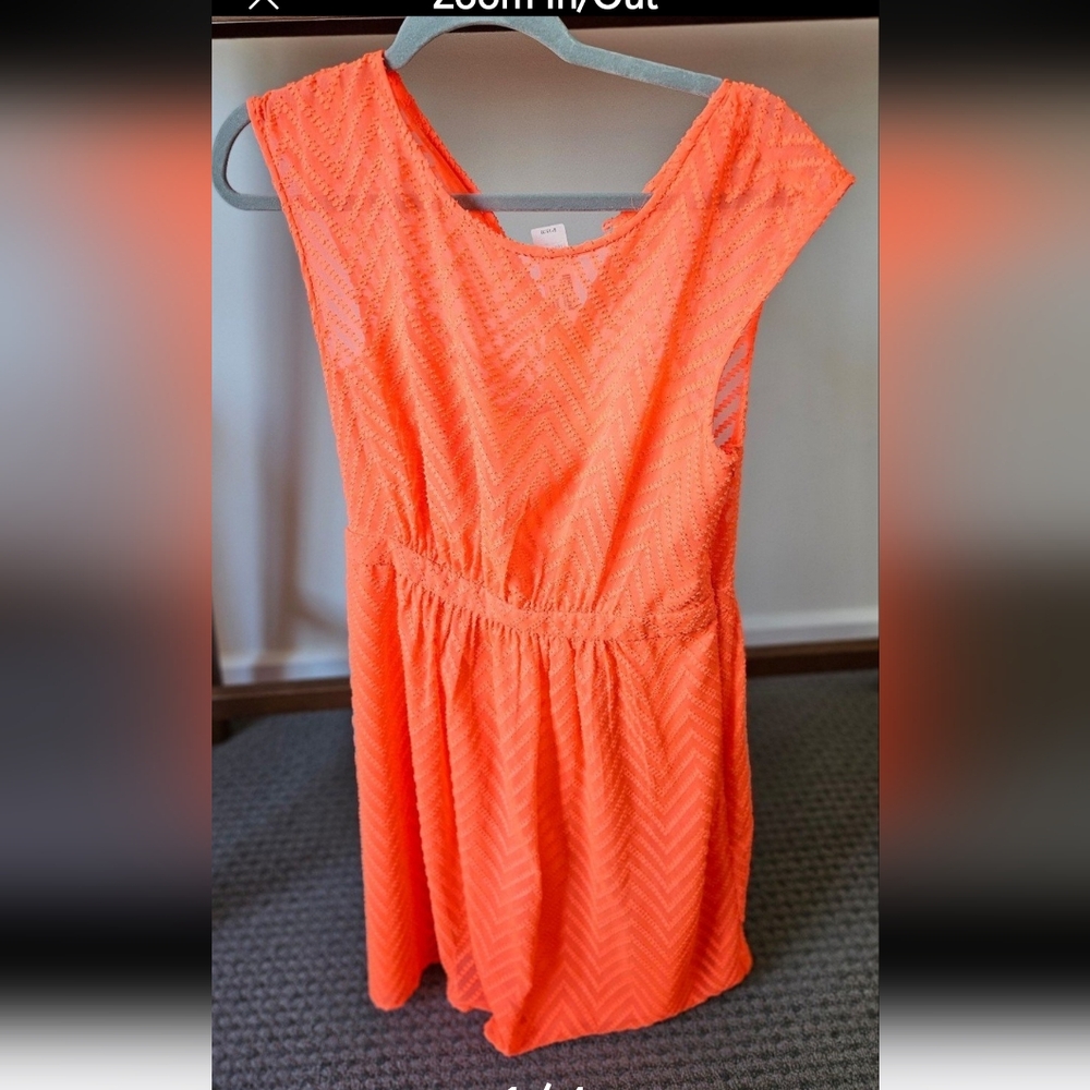 J. Crew Women's Size 10 Zigzag Neon Orange Sleeveless Chiffon Dress NWT NEW